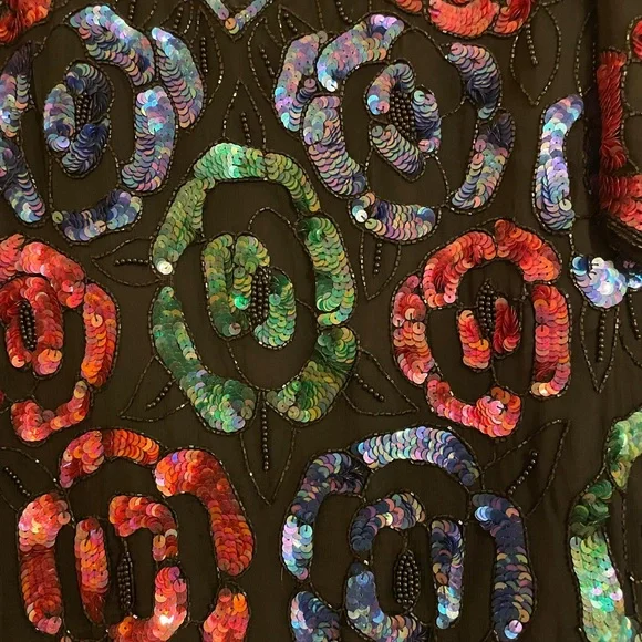 Sténay Plus Size 2X Colorful Sequined & Beaded Silk Top - Picture 2 of 5